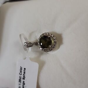 Color Change Sphene with Diamonds Pendant